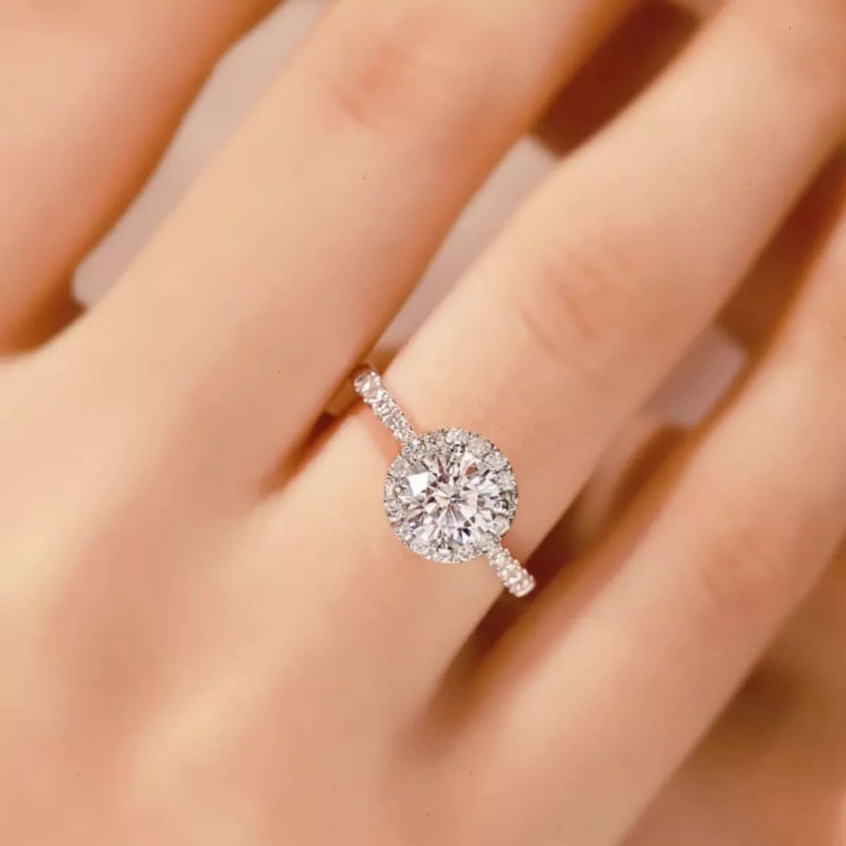 2 carat moissanite ring top down view