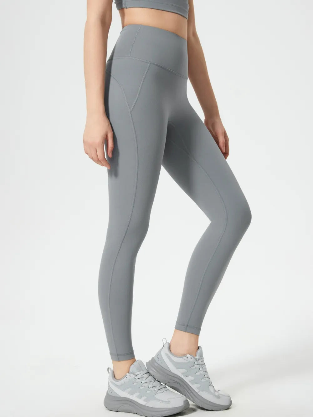 Gray active leggings side view