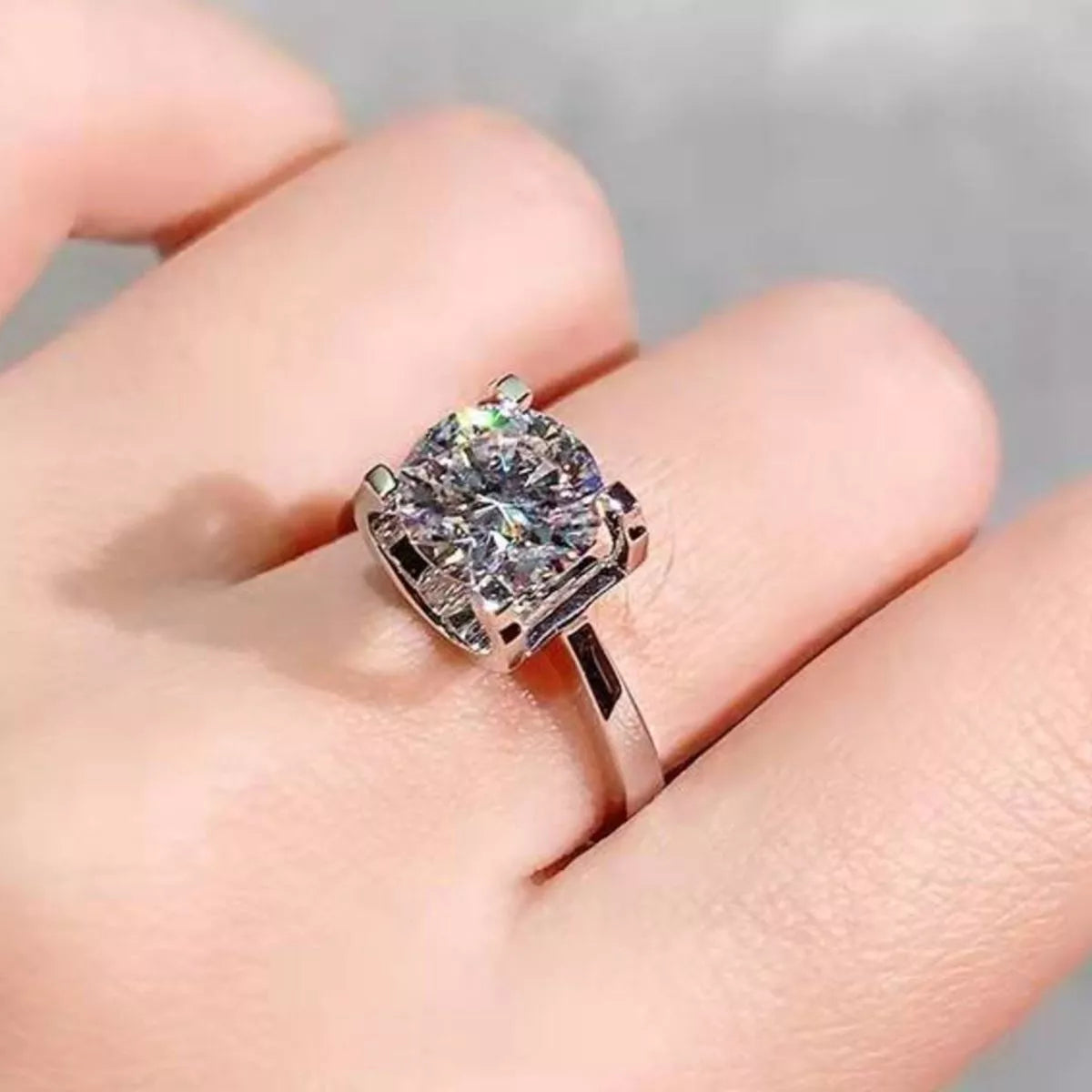 Moissanite ring sparkle detail close up