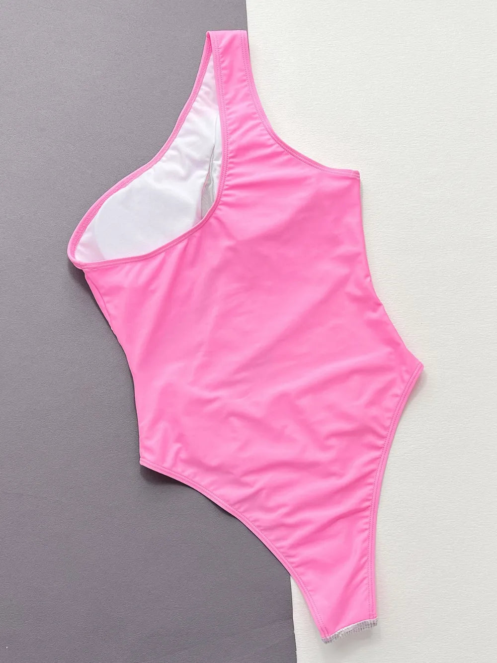 Contrast panel one piece swimsuit back view