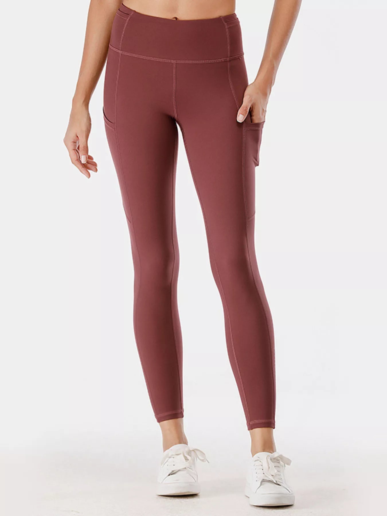 Peacock blue active leggings front view