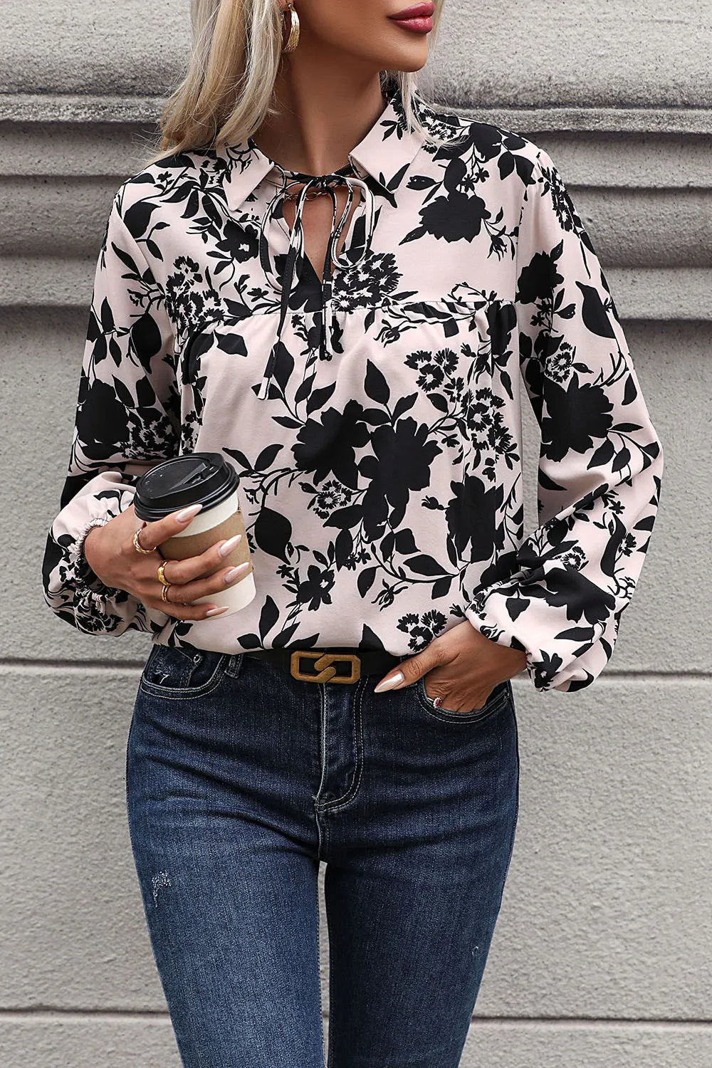 Balloon sleeve blouse side view showing full sleeves