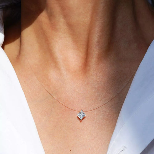 1 carat moissanite sterling silver pendant necklace front view