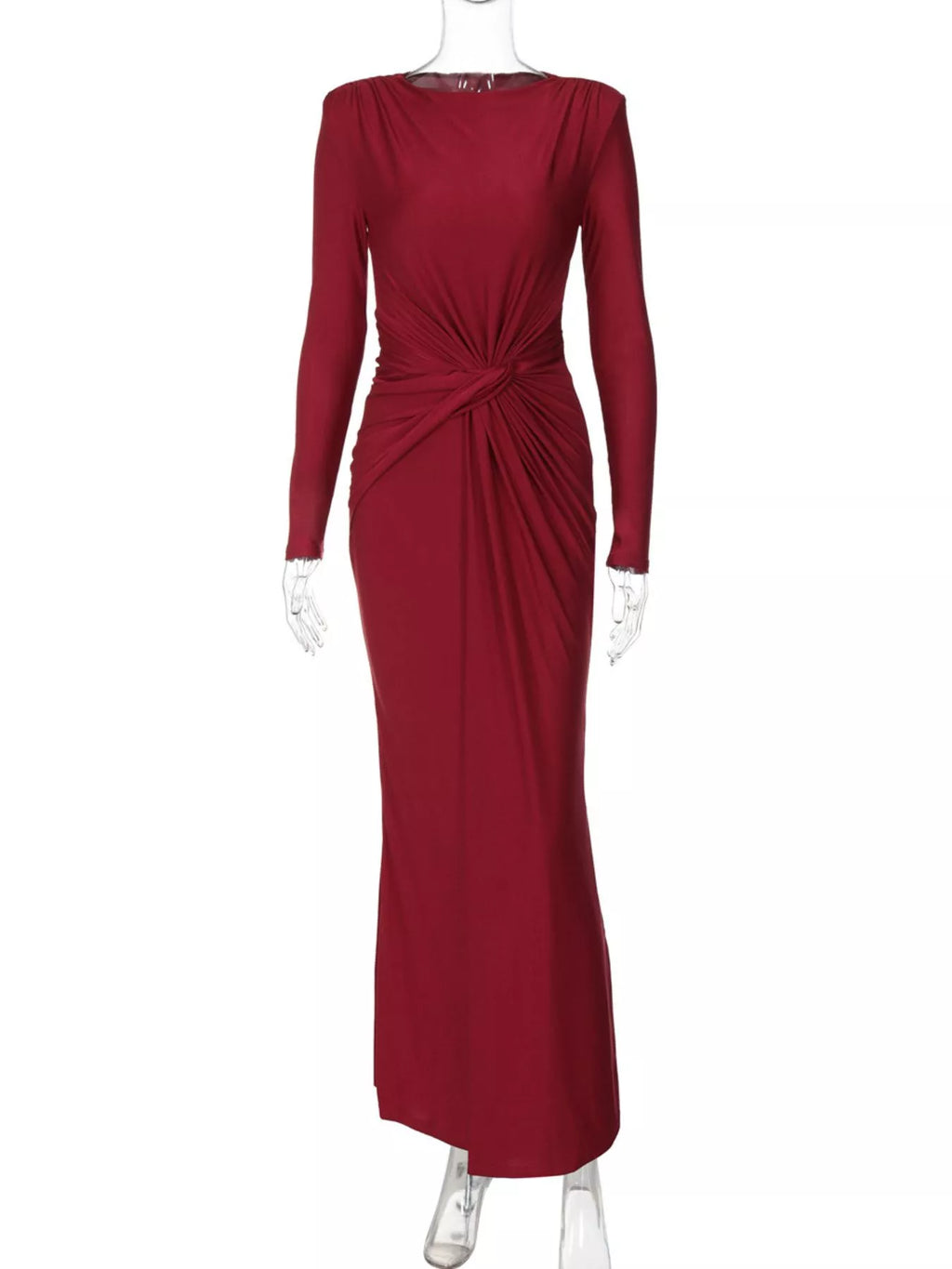 Pink twisted maxi dress back view