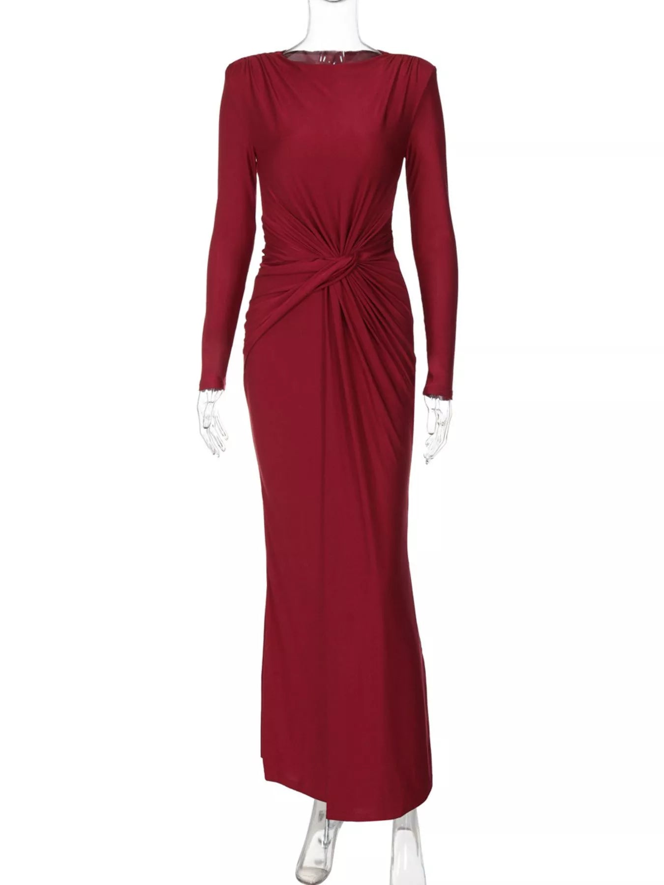 Pink twisted maxi dress back view