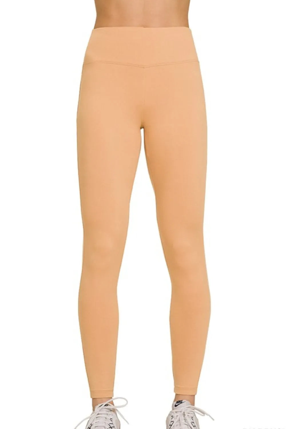 Microfiber high waist leggings front view on model