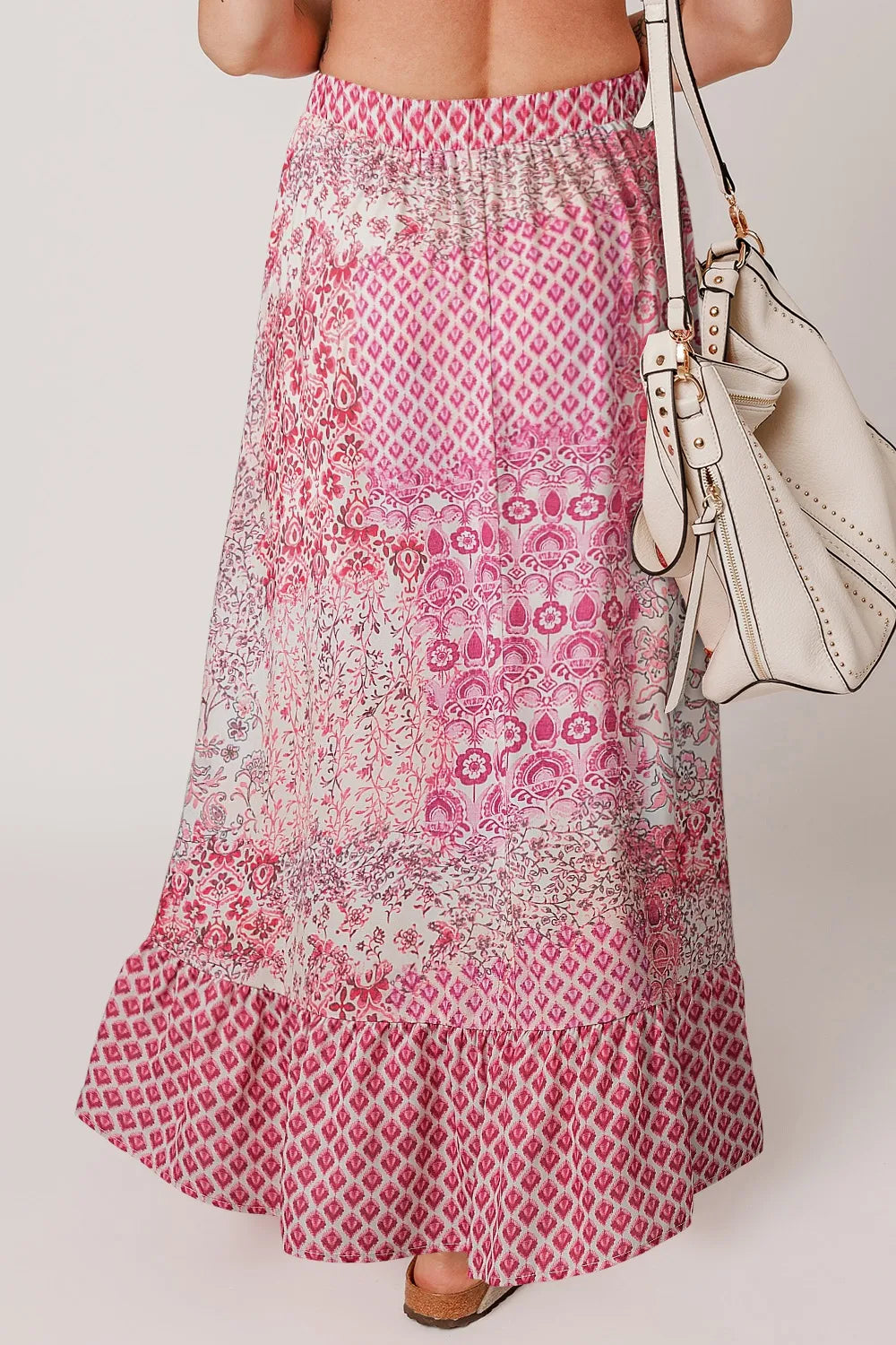 Printed maxi skirt with drawstring waist side view