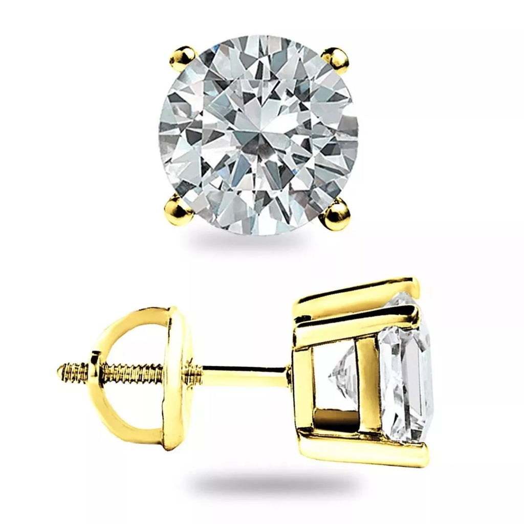 Sterling silver moissanite studs shown as a matched pair