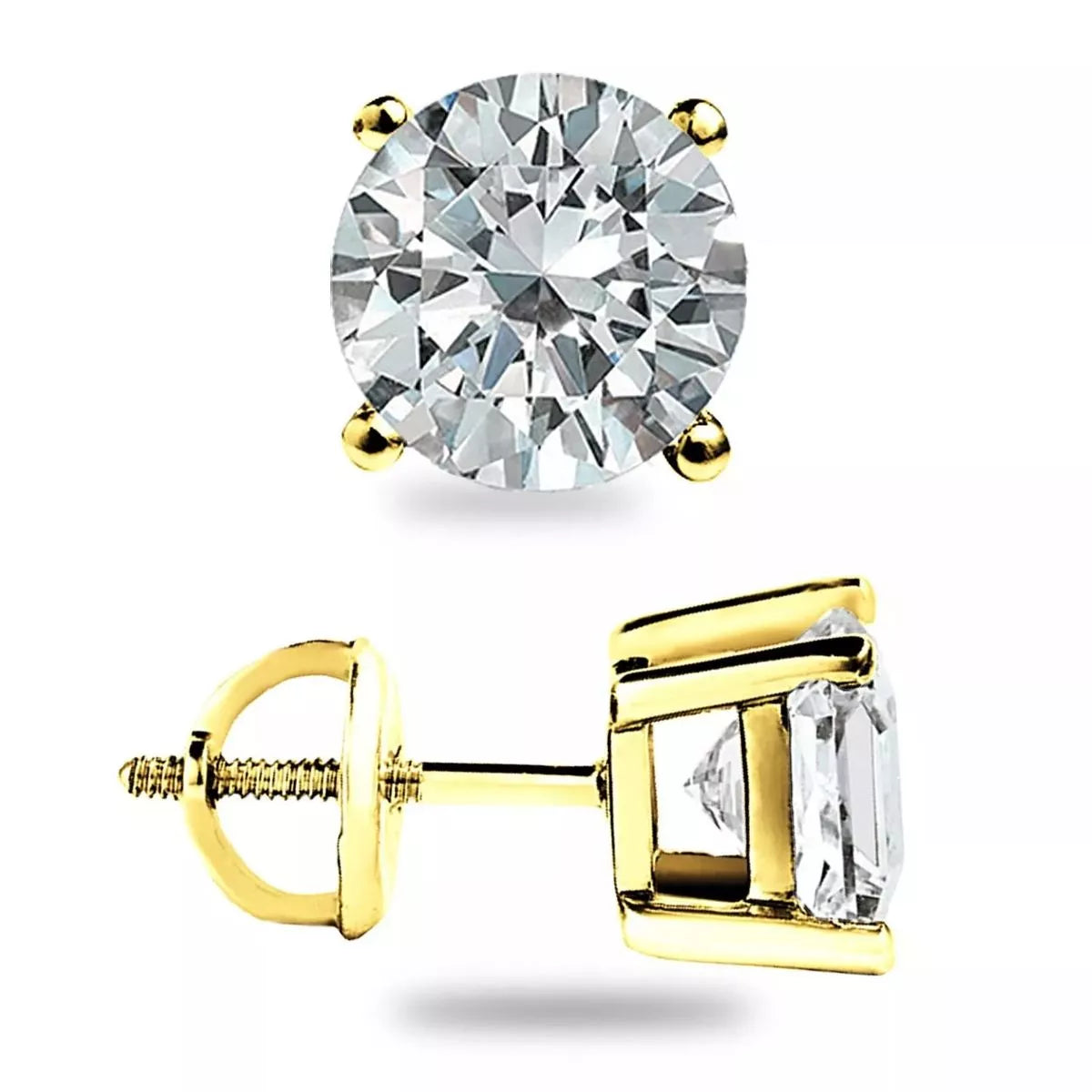 Sterling silver moissanite studs shown as a matched pair
