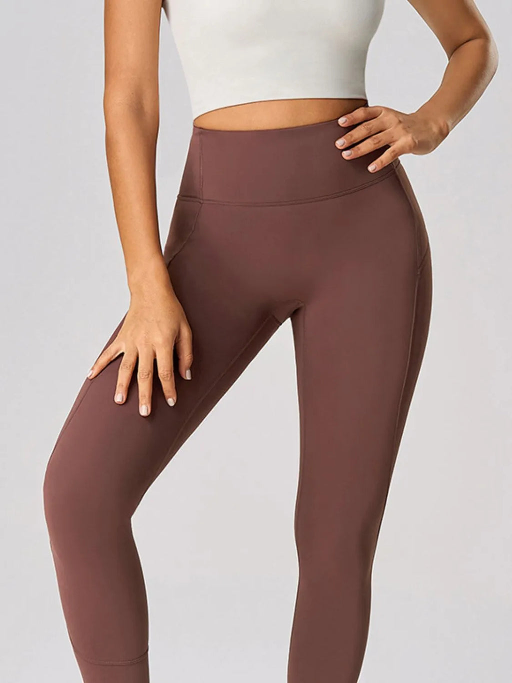 High waist active leggings side view showing pocket