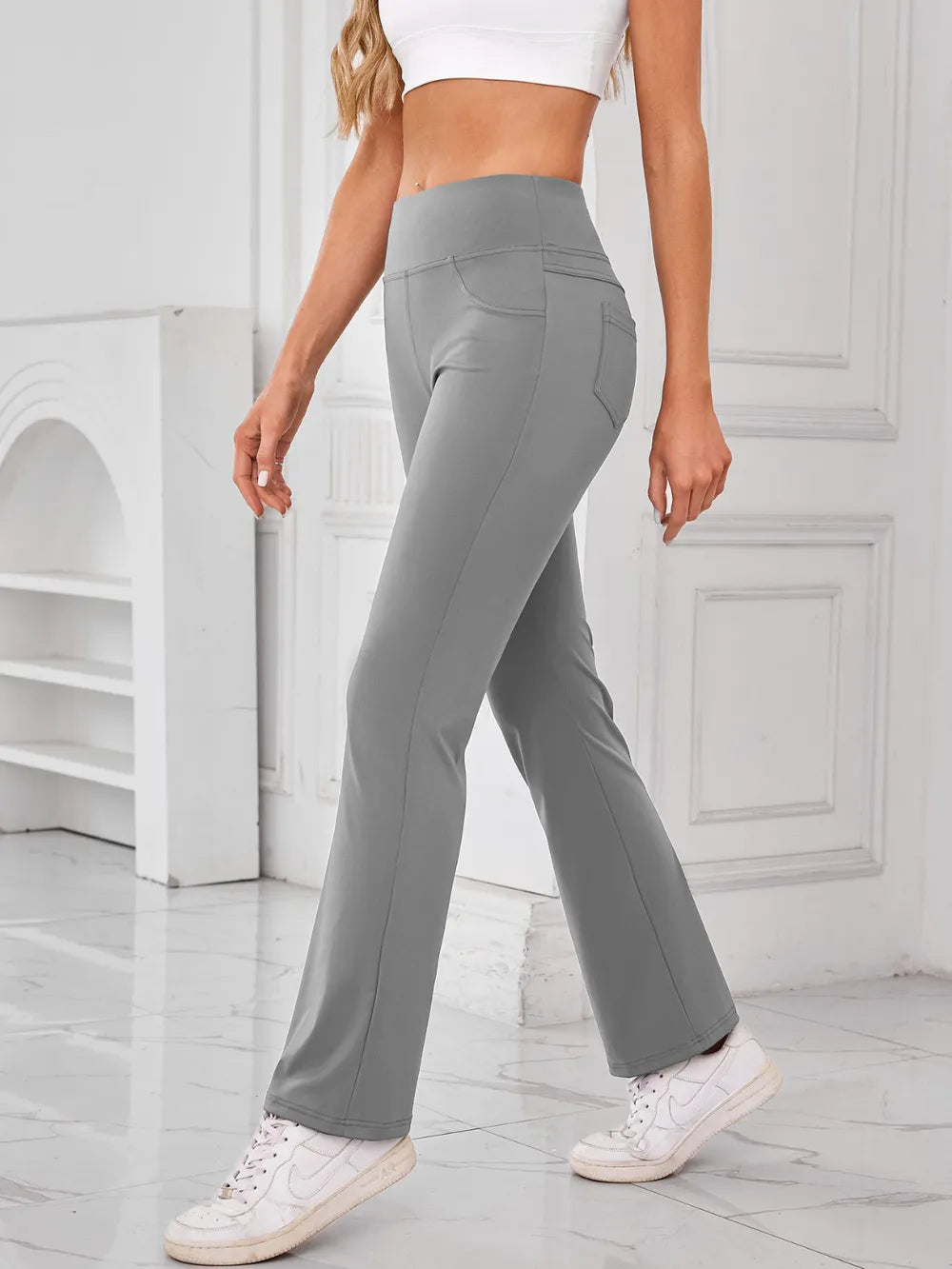 Active pants back view gray