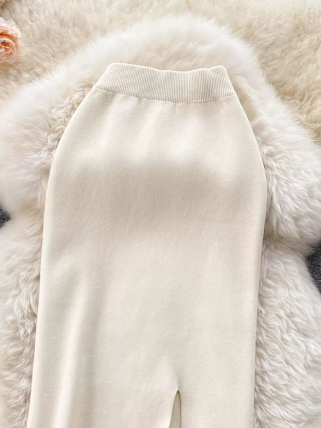 Slit knit midi skirt styled outfit view