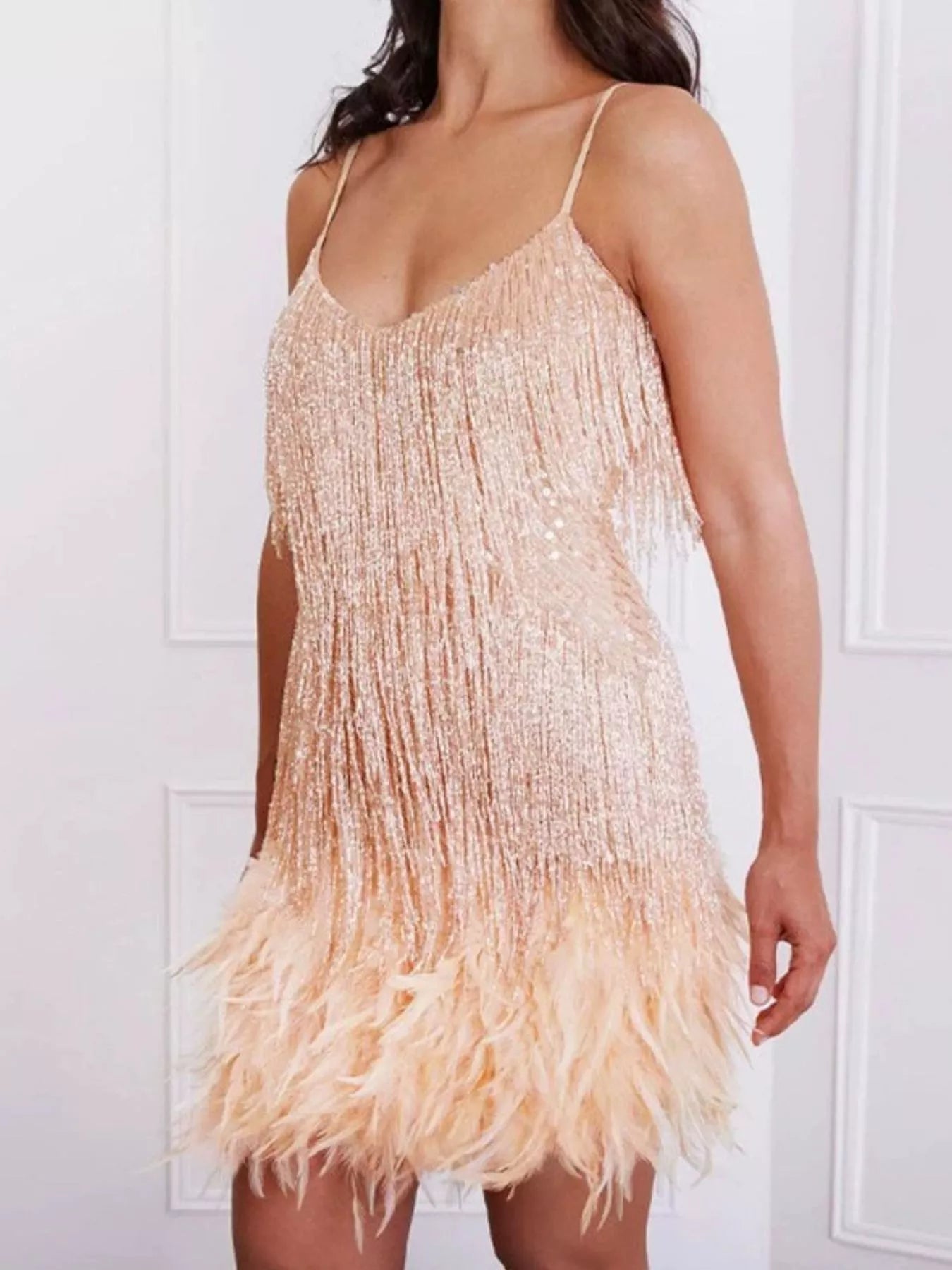 Plus size sequin party dress back view