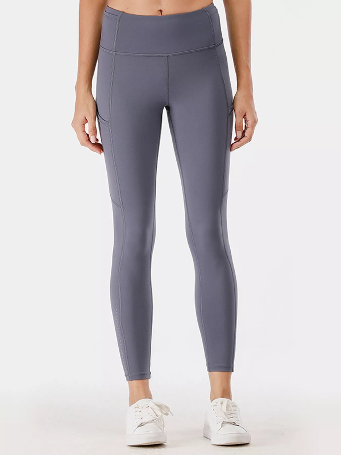 Rust colored active leggings front view