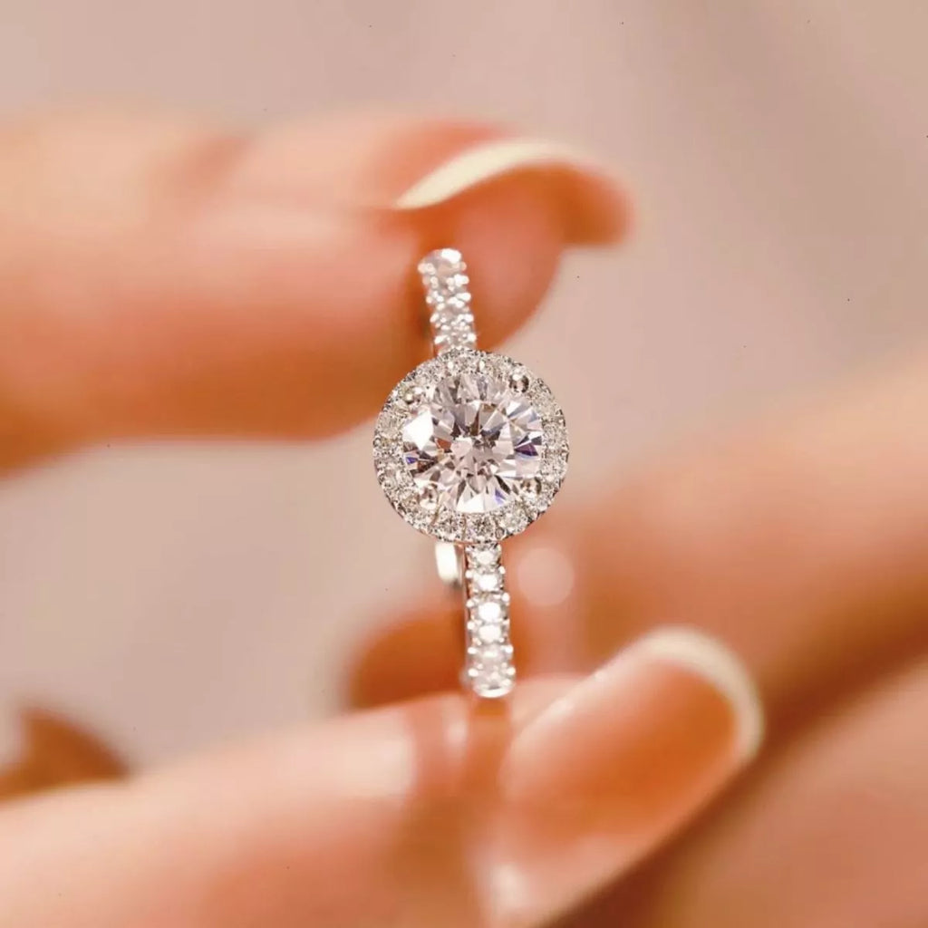 Moissanite sterling silver ring with gift box