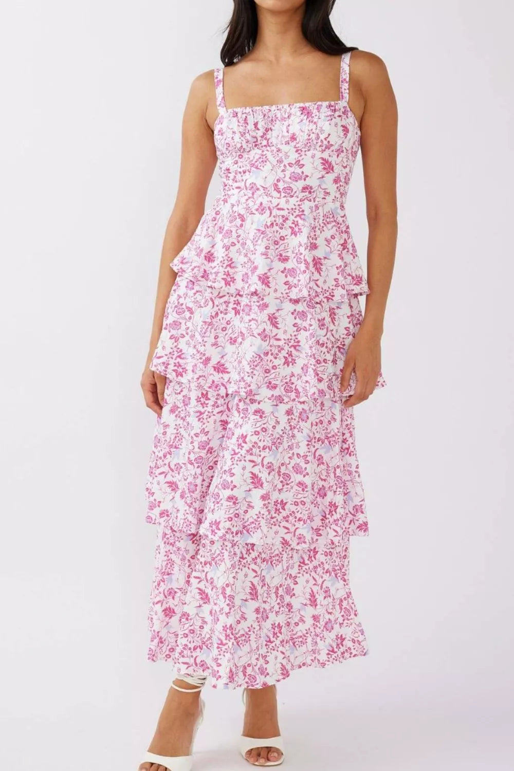 Tiered layered maxi dress detail shot