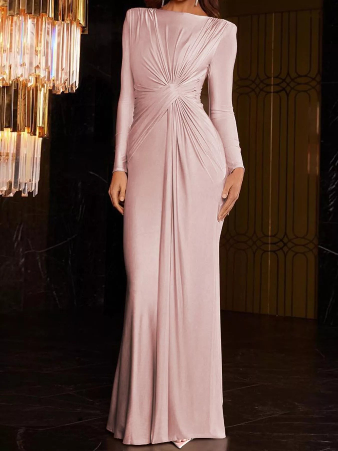 Twisted long sleeve maxi dress back view