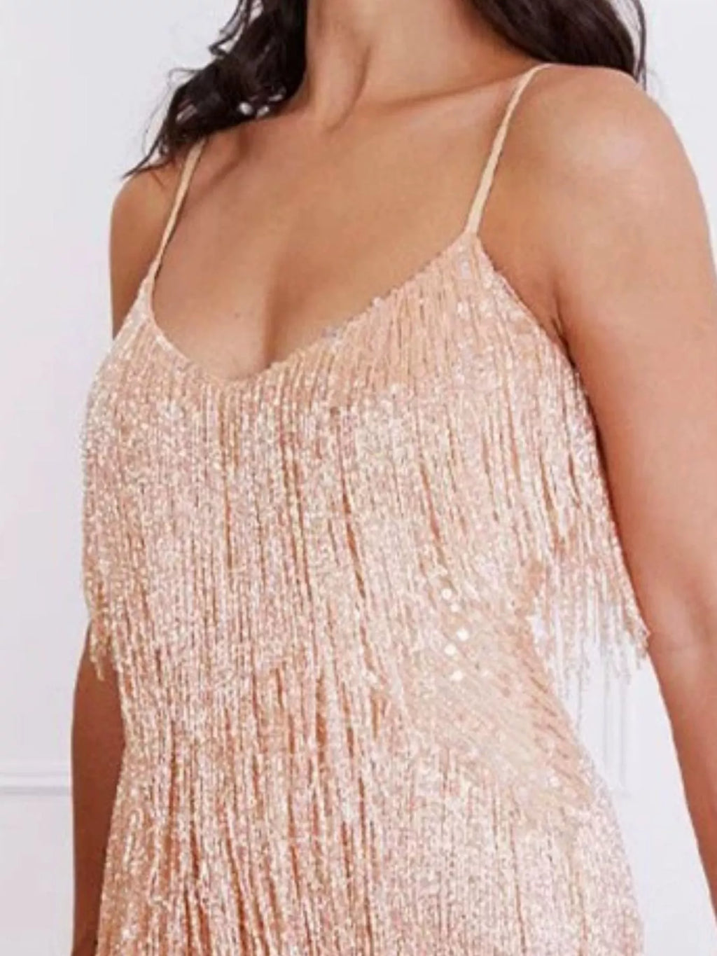 Sequin feather mini dress in white