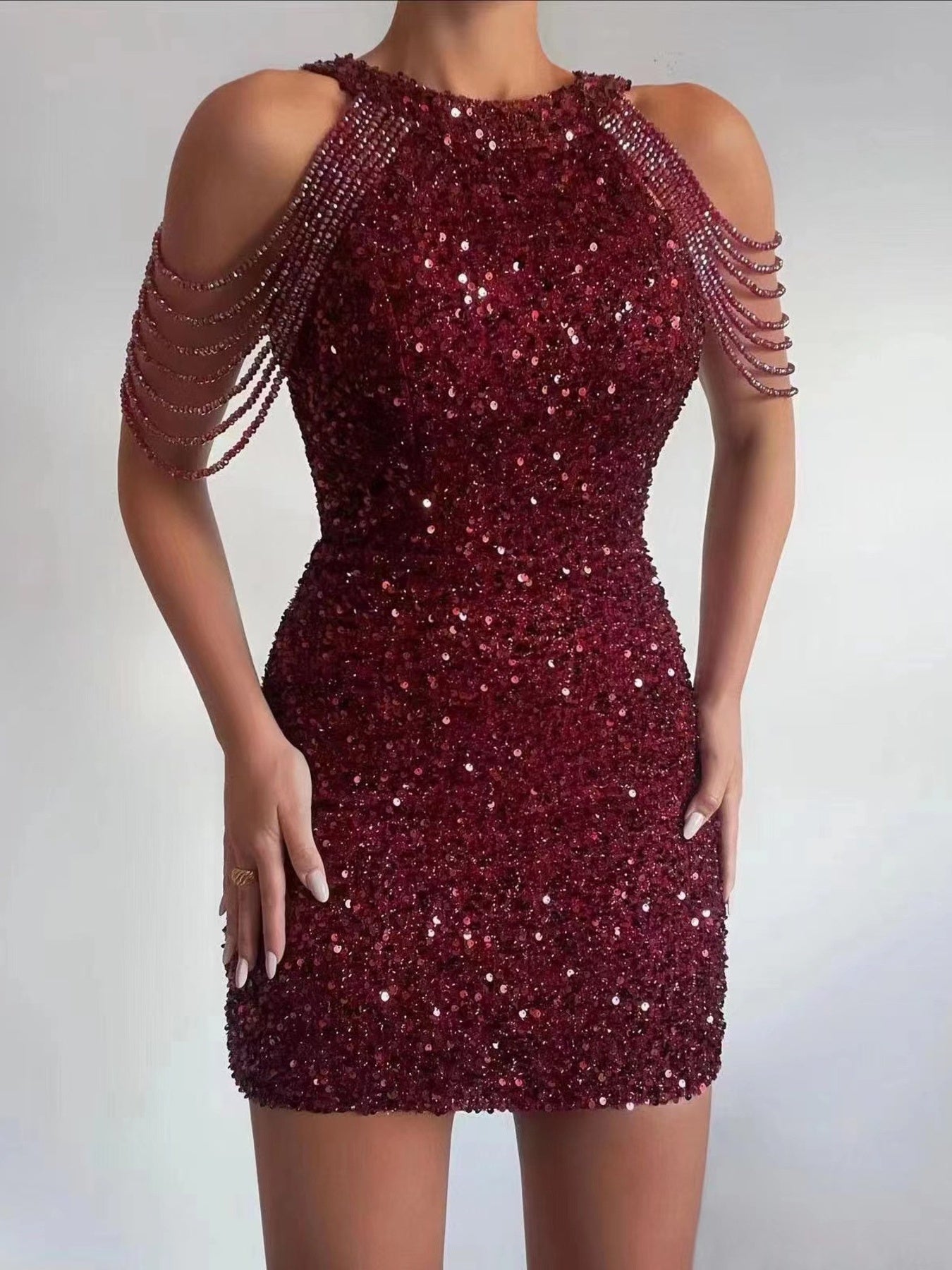 Sequin bodycon mini dress back view