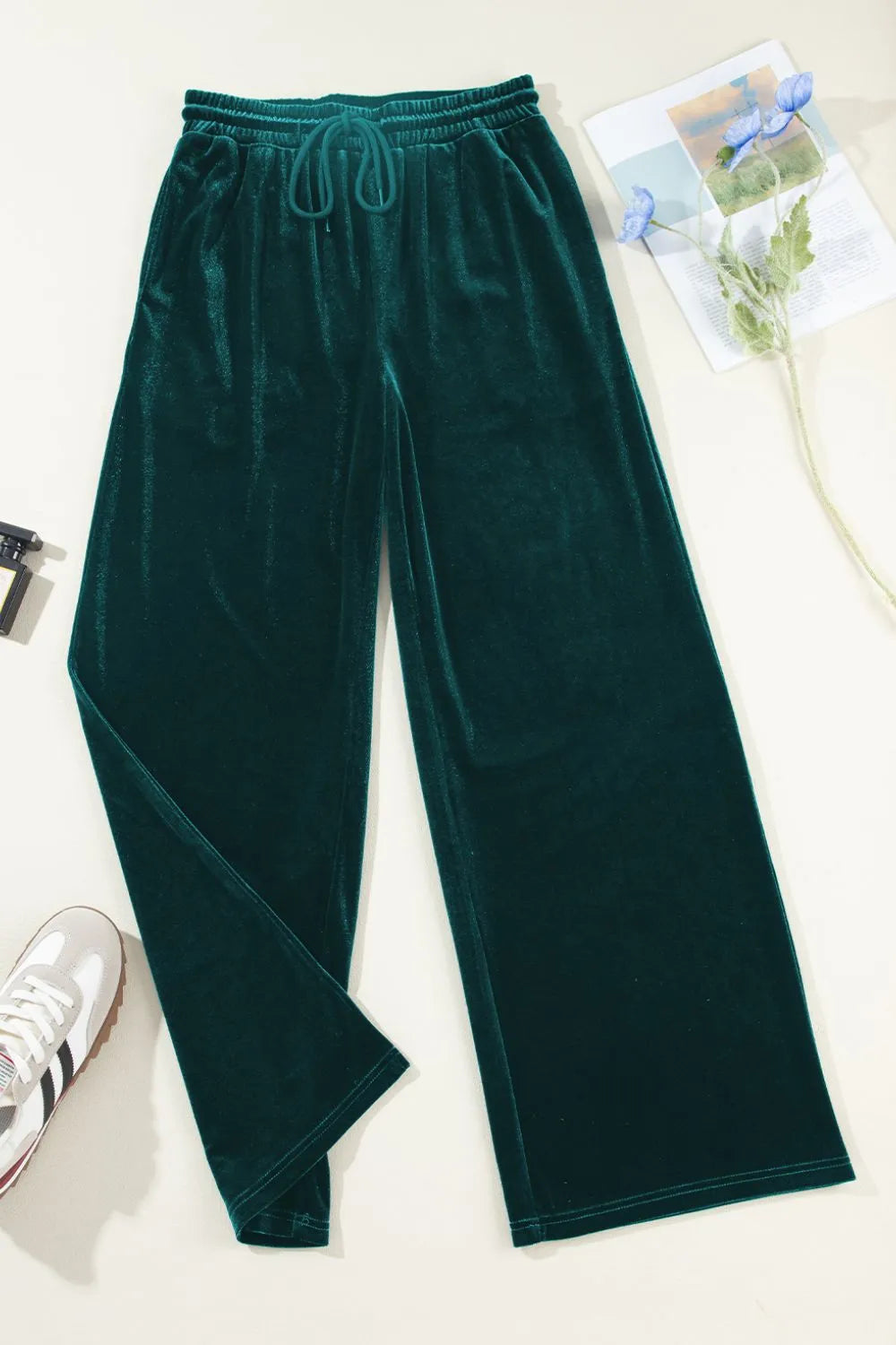 Drawstring active pants styled with tank top