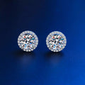1 carat moissanite sterling silver stud earrings front view
