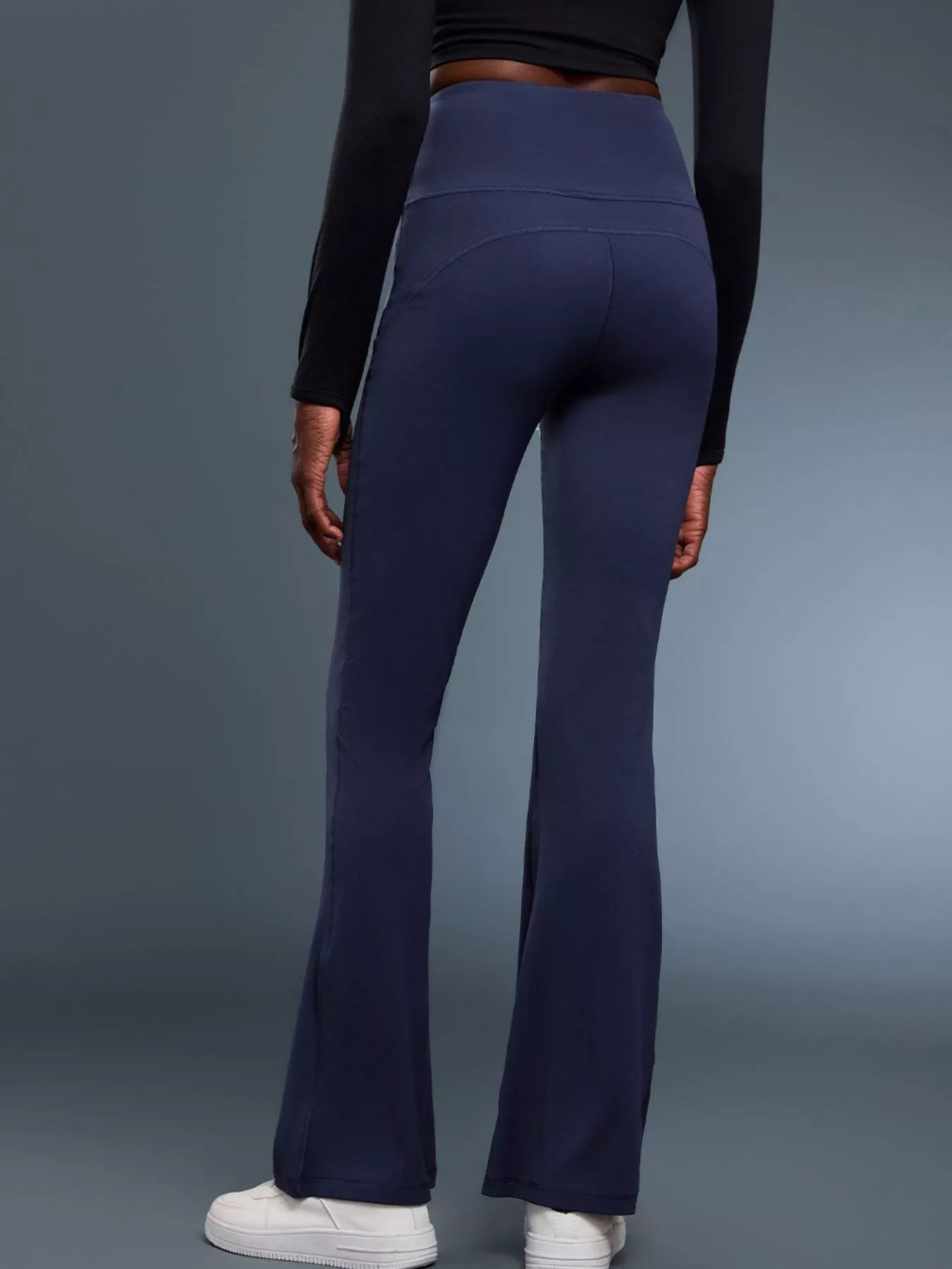 High waisted flare leggings in dark blue