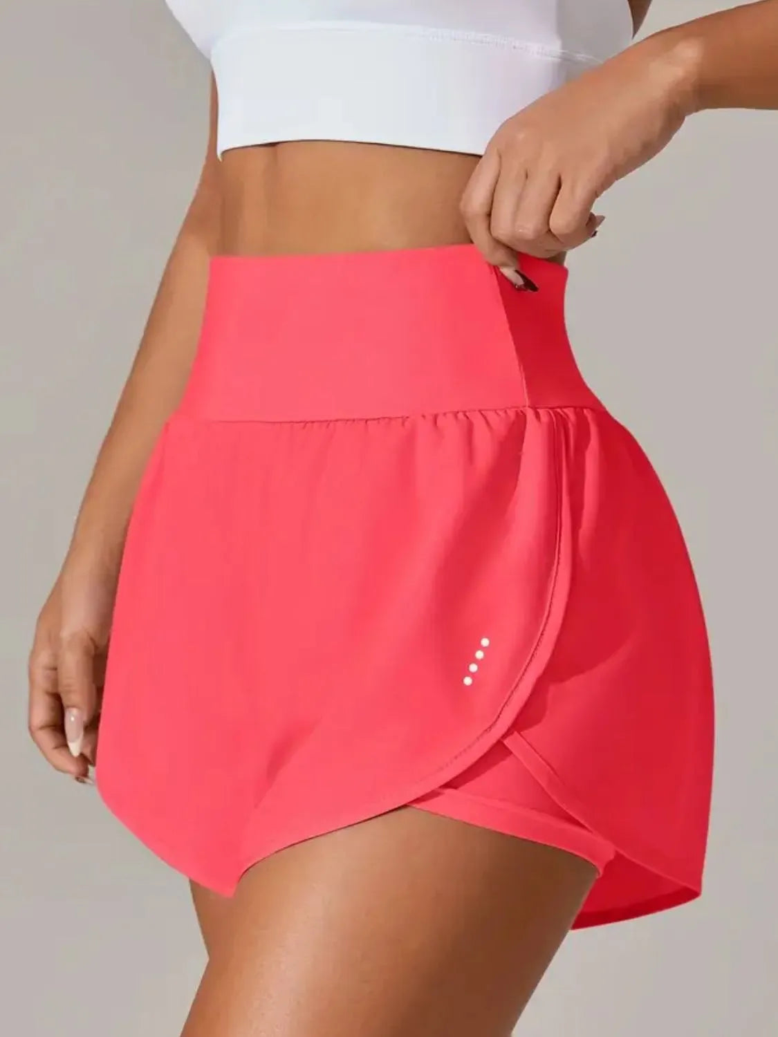 Light blue active shorts pocket and stitching detail