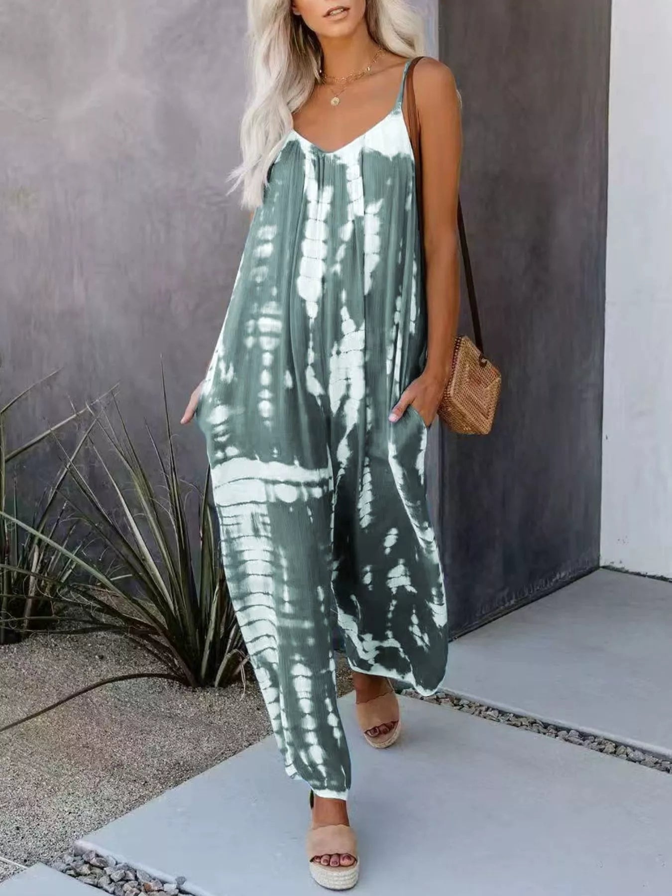 Tie dye wide leg jumpsuit final styling view