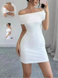 Off shoulder bodycon mini dress front view