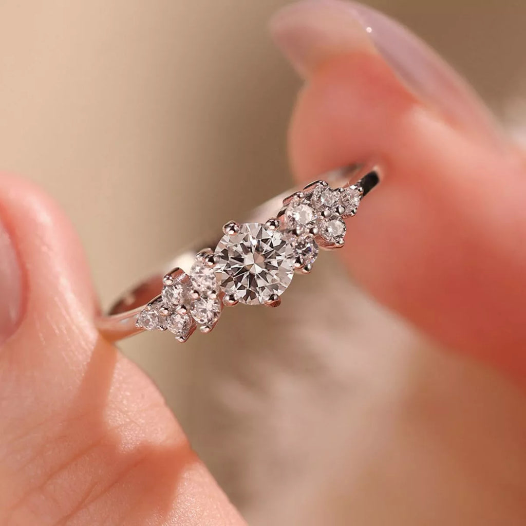 Moissanite sterling silver ring with gift box