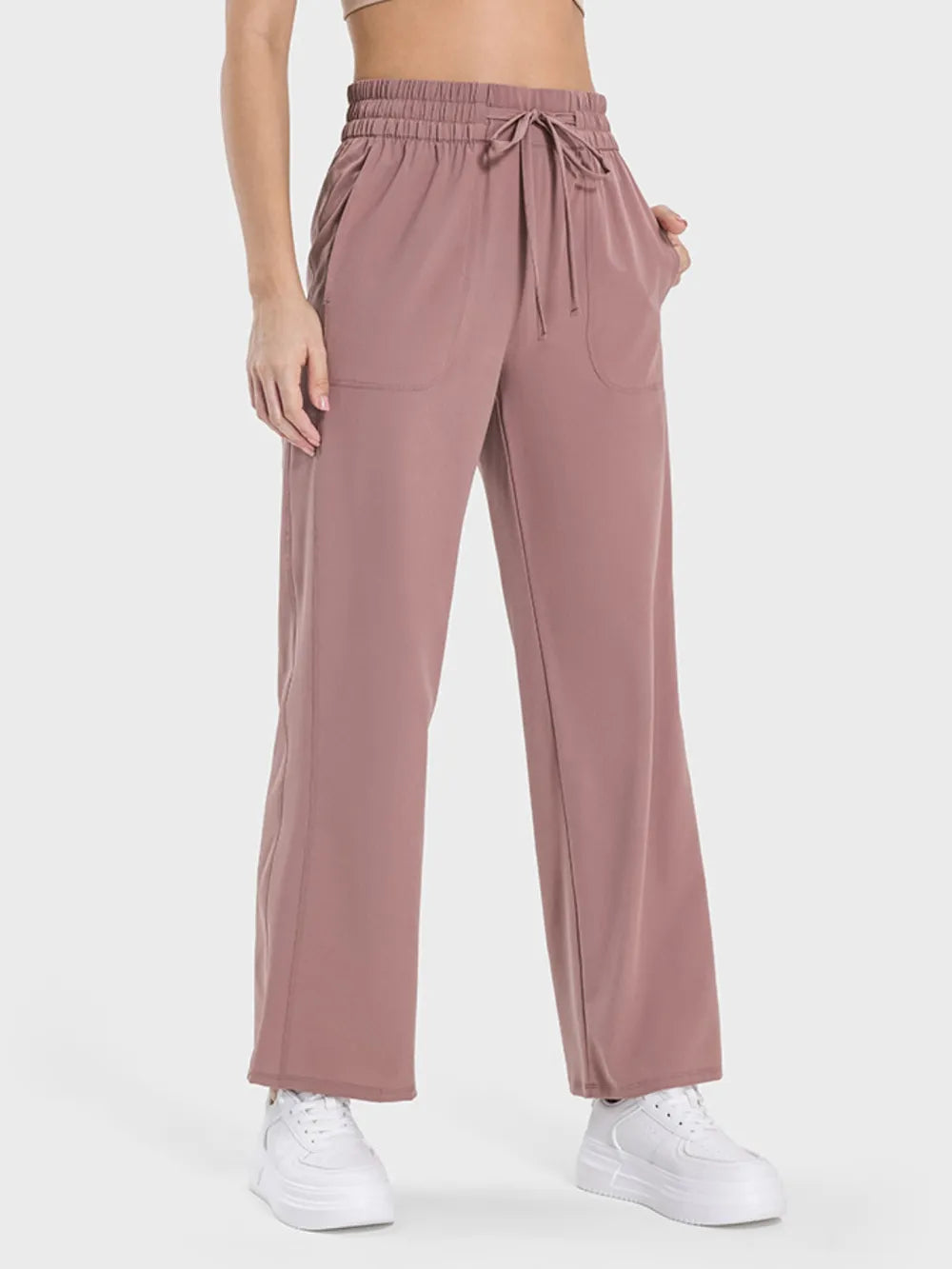 Light mauve drawstring active pants