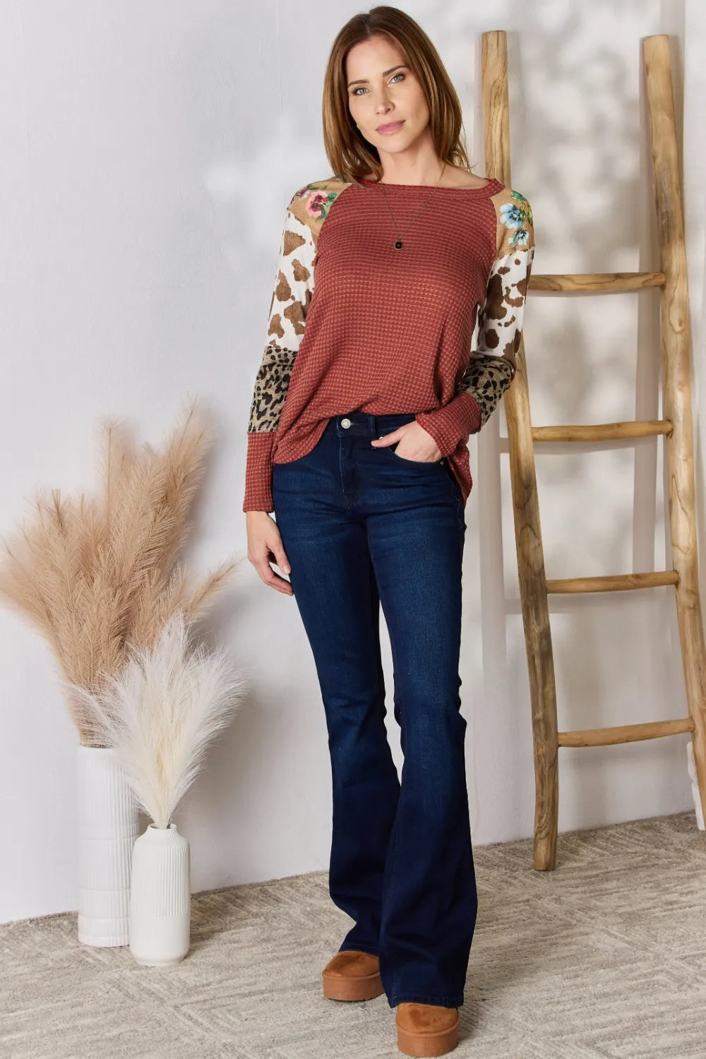 Leopard blouse back detail view