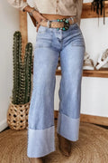 Turn up cuff loose fit jeans front view