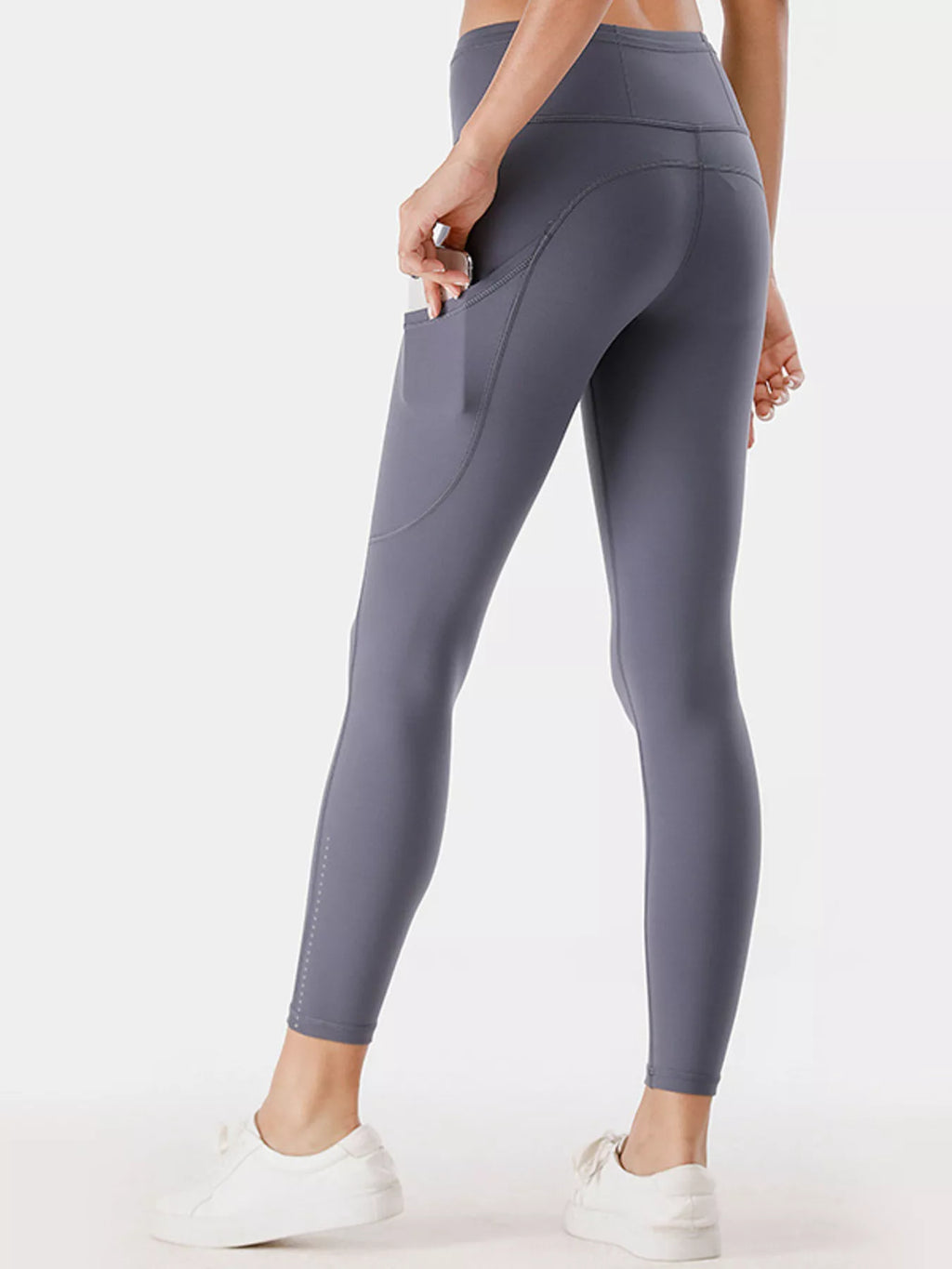 Black high waisted workout leggings view