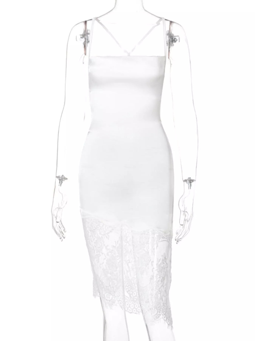 Lace trim sleeveless dress back view