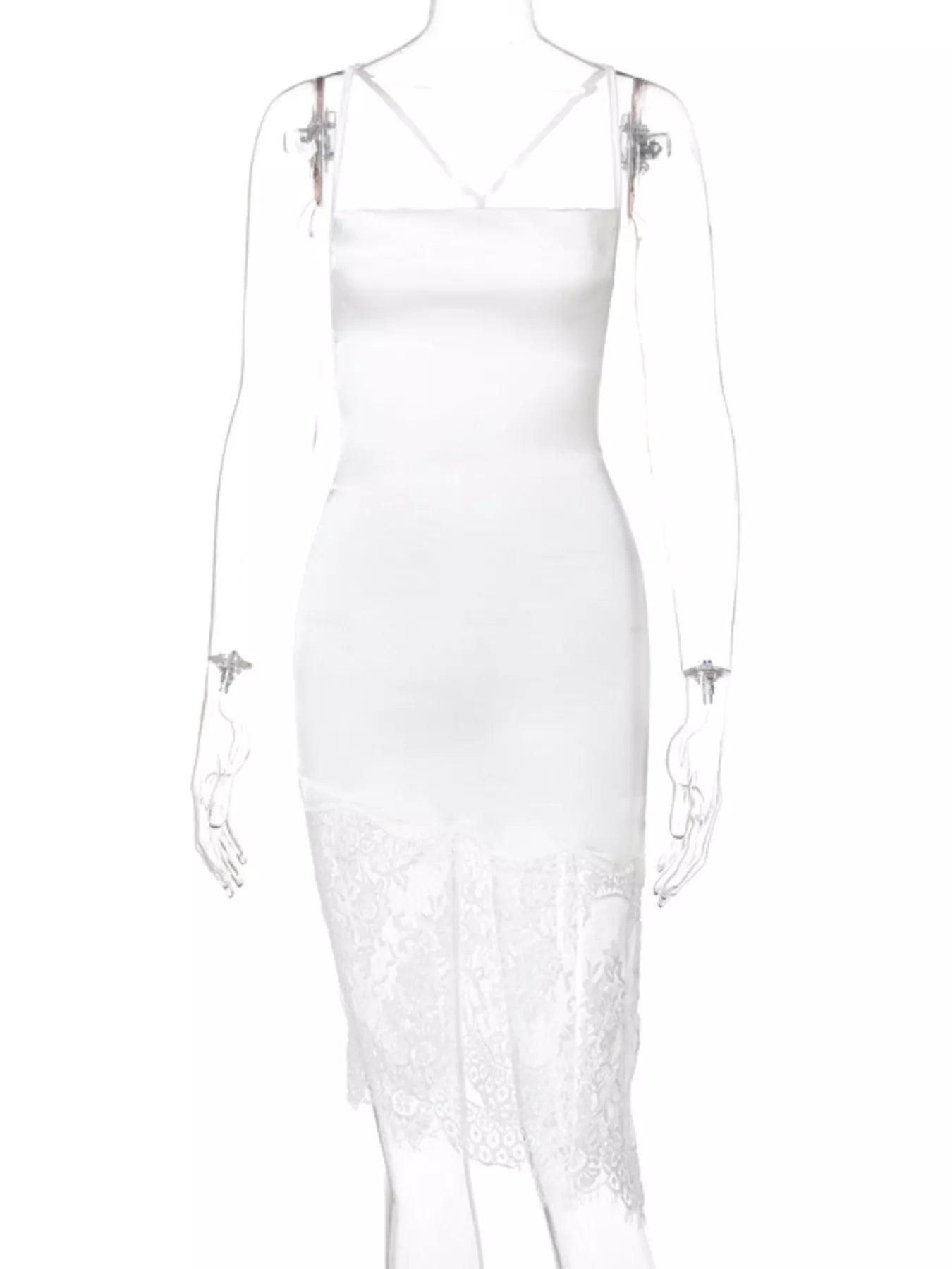 Lace trim sleeveless dress back view