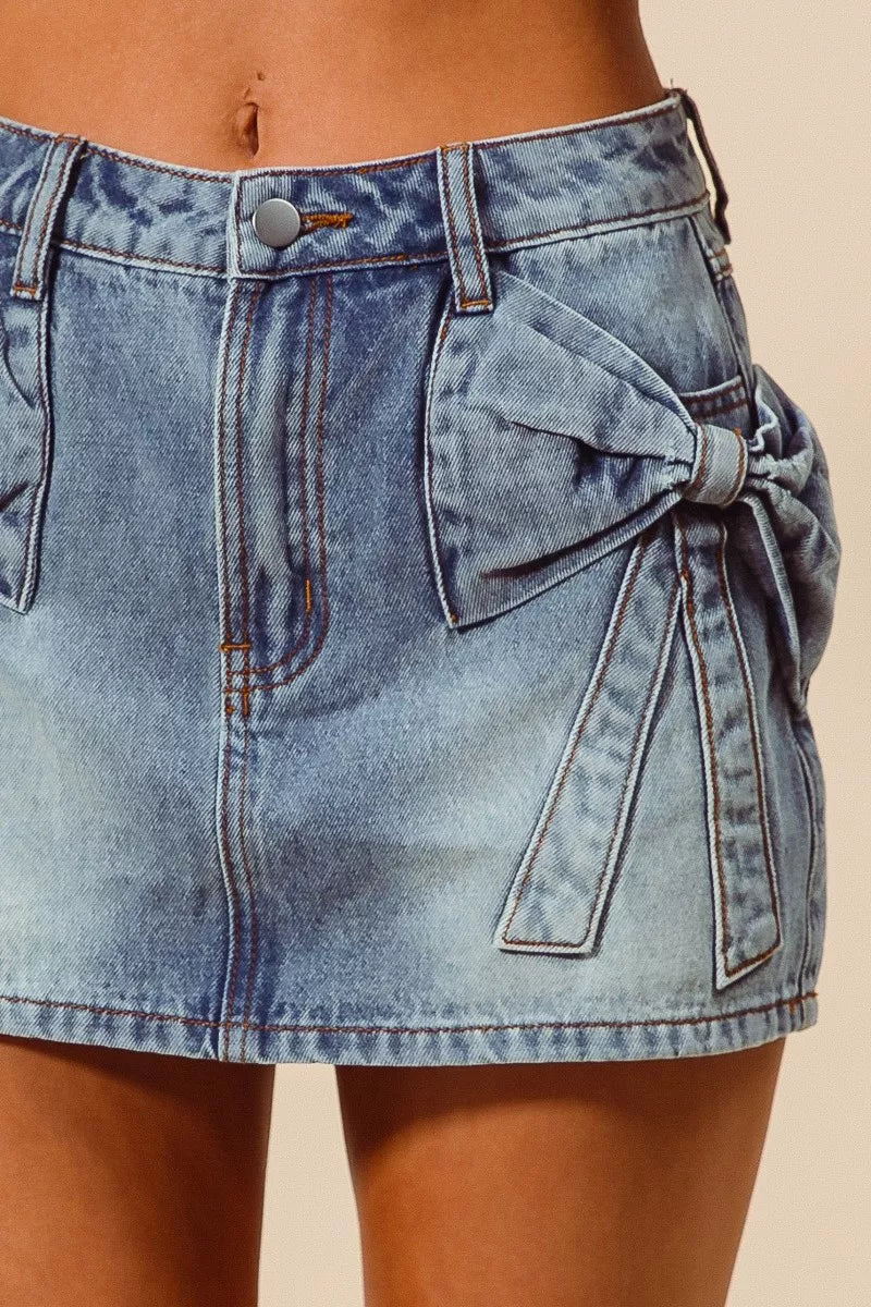 Denim mini skirt lifestyle styled shot