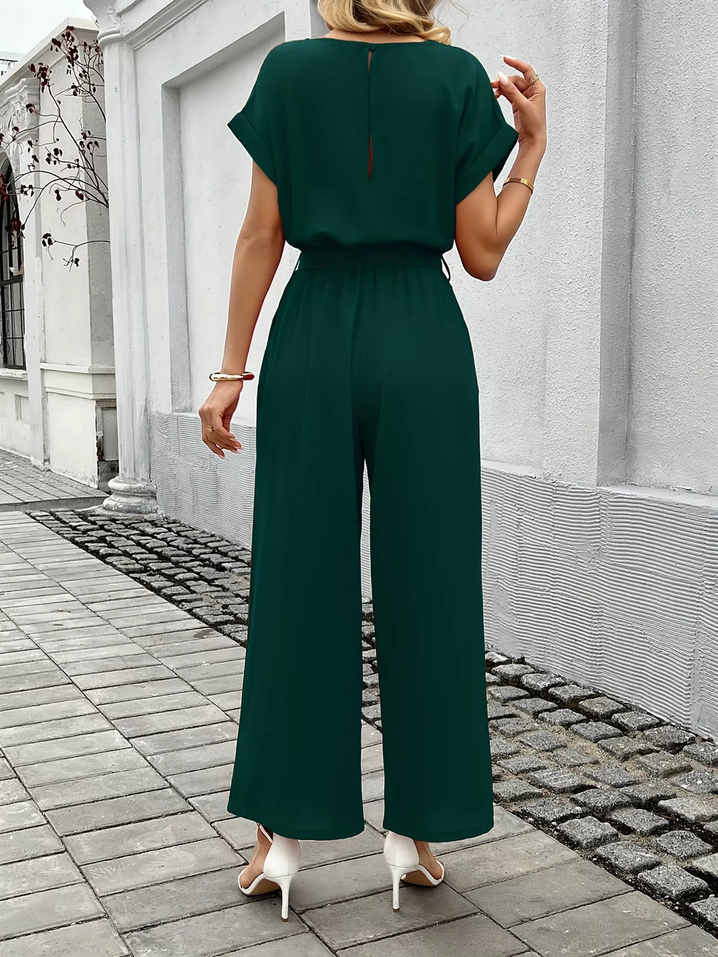 Wide leg jumpsuit in black full length