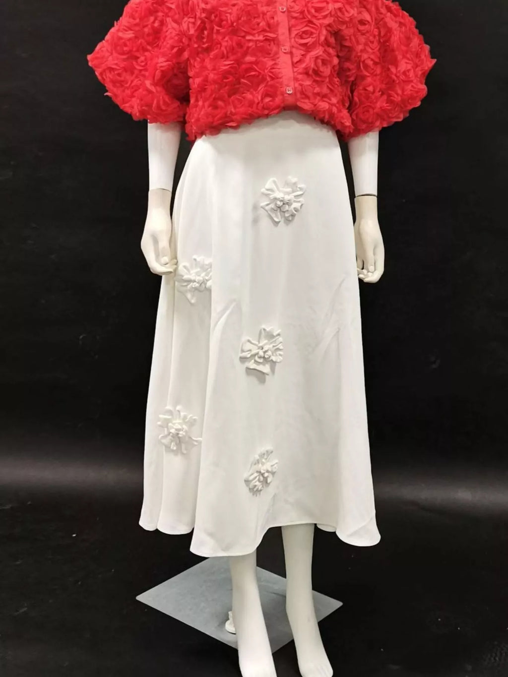 Floral embellished skirt three quarter view