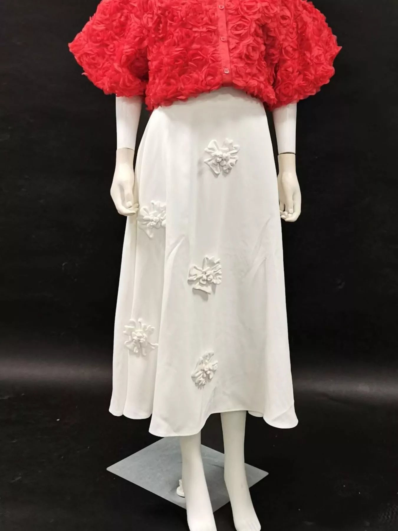 Floral embellished skirt three quarter view