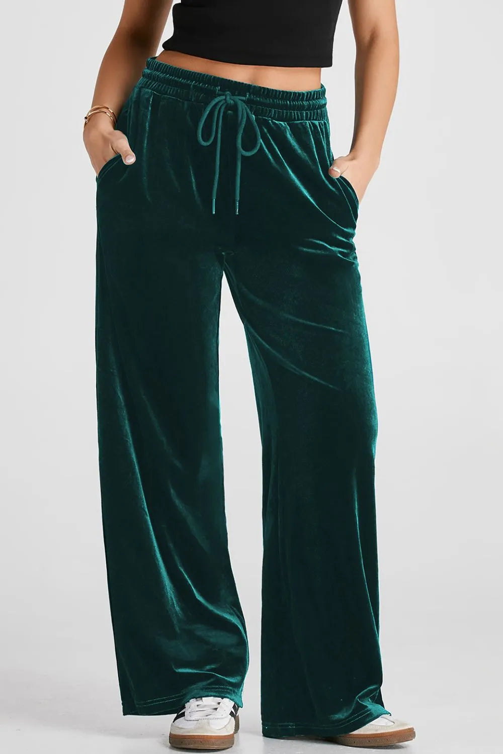 Wide leg athleisure pants back view