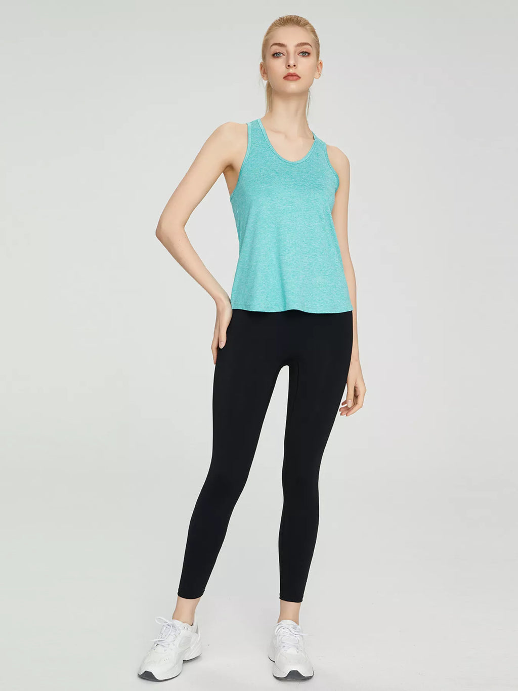 Khaki breathable active tank top front view