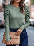 Dark gray blouse buttoned front detail