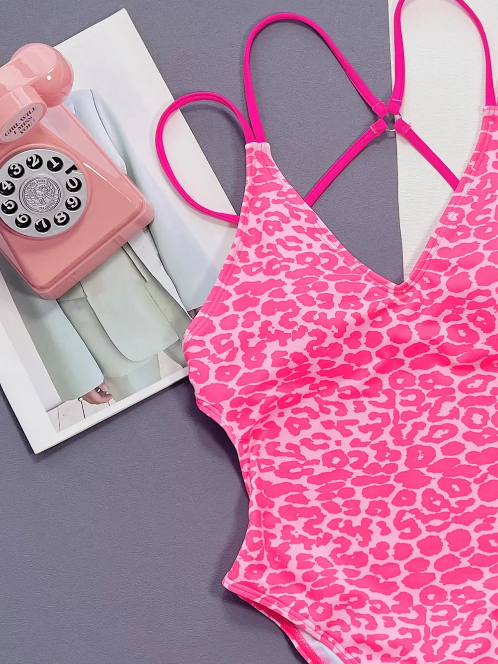 Leopard one piece swimsuit side view
