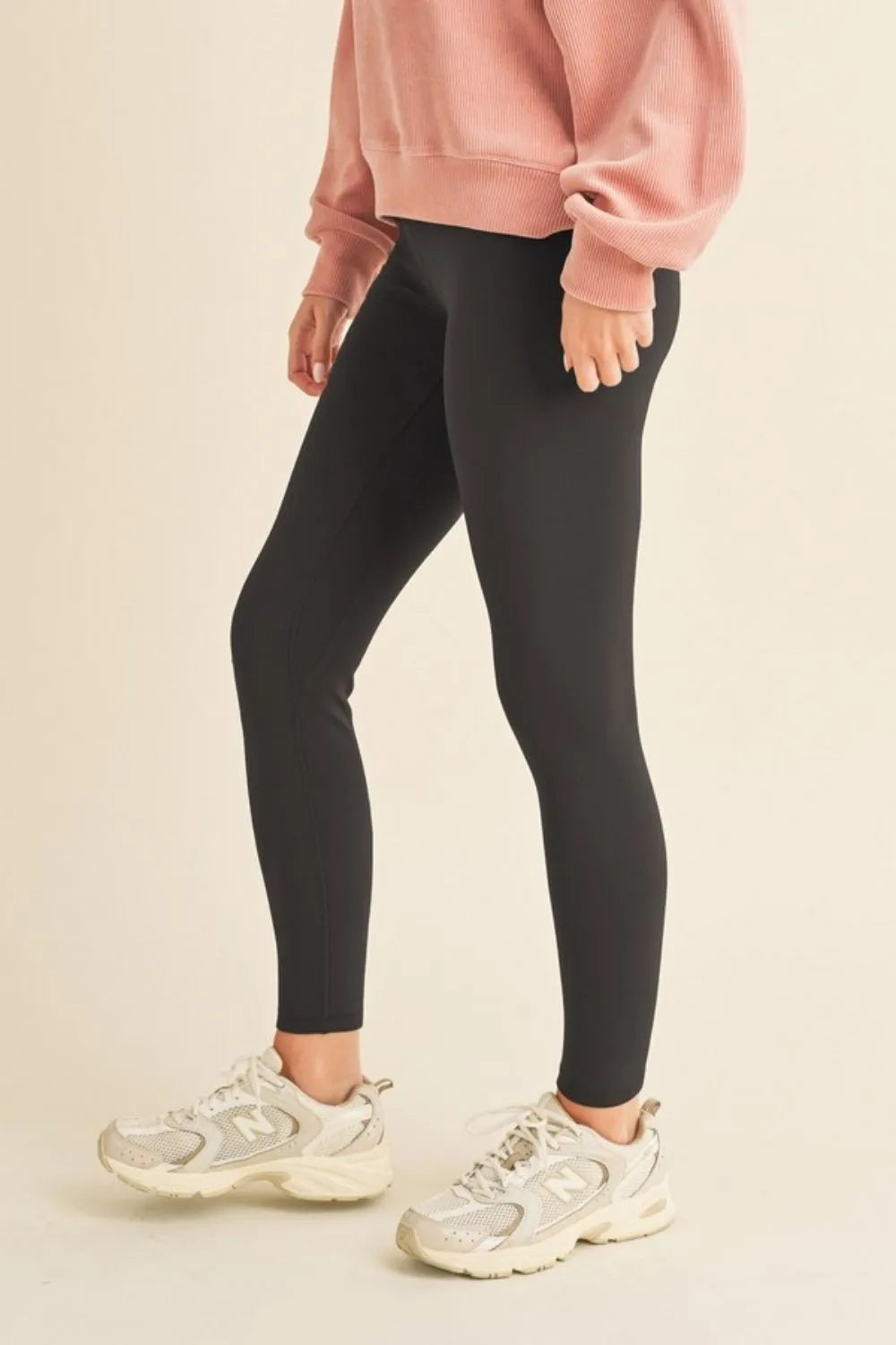 Fleece lined high waisted leggings side view