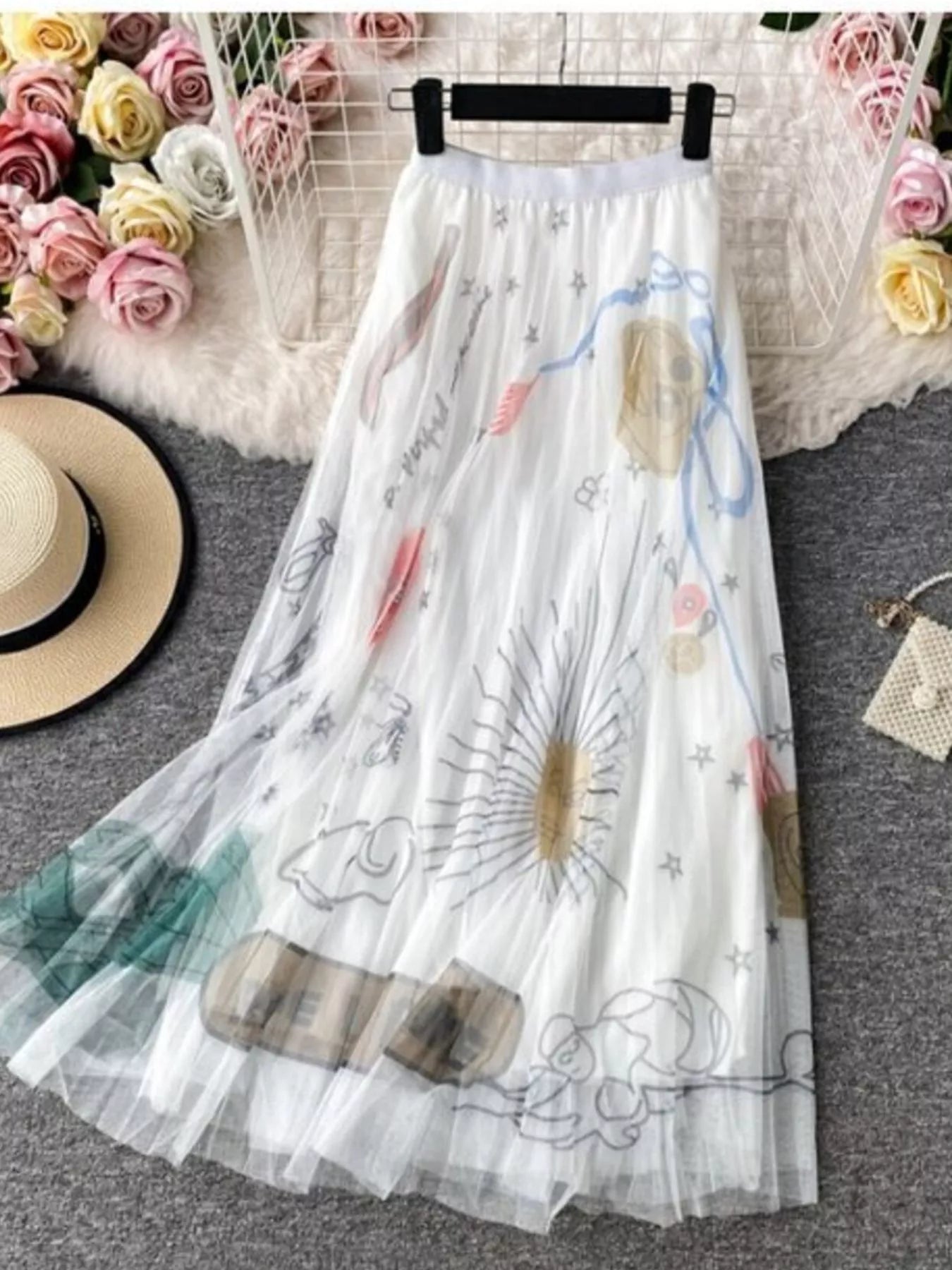 Layered tulle skirt hem detail