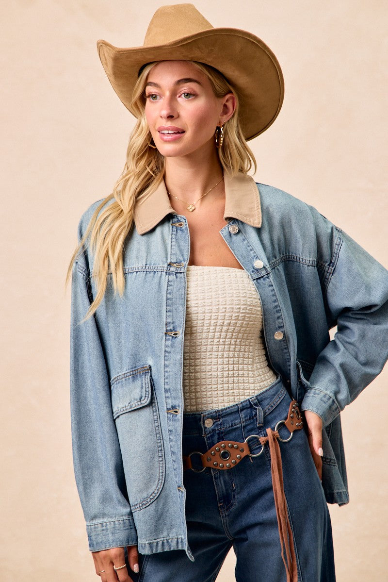 Vintage washed denim jacket - alternate styling view