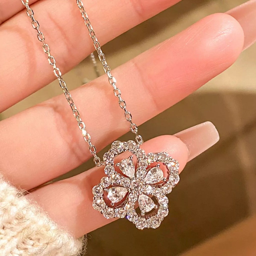 Dainty clover pendant necklace styled look
