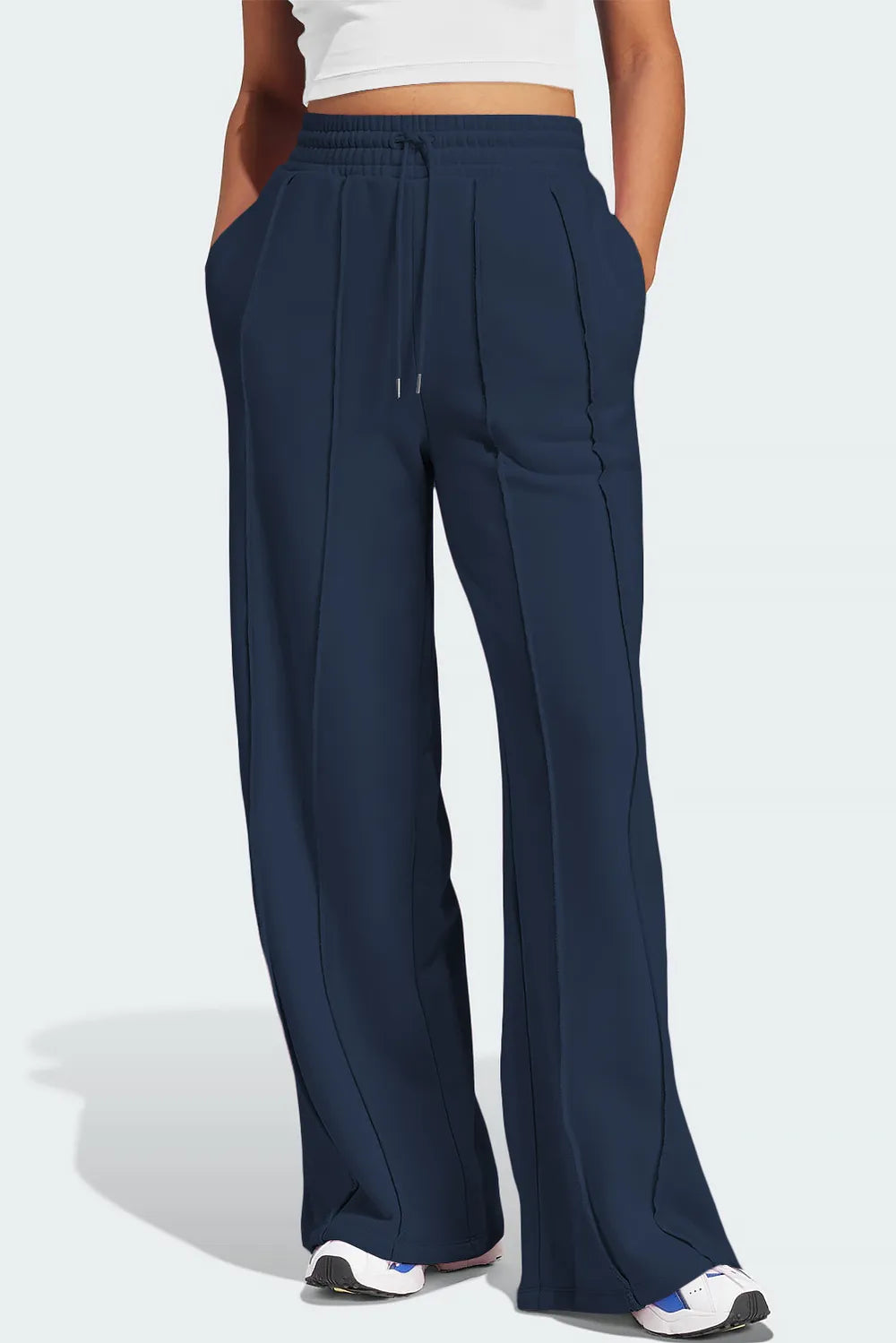 Wide leg active pants in dark navy