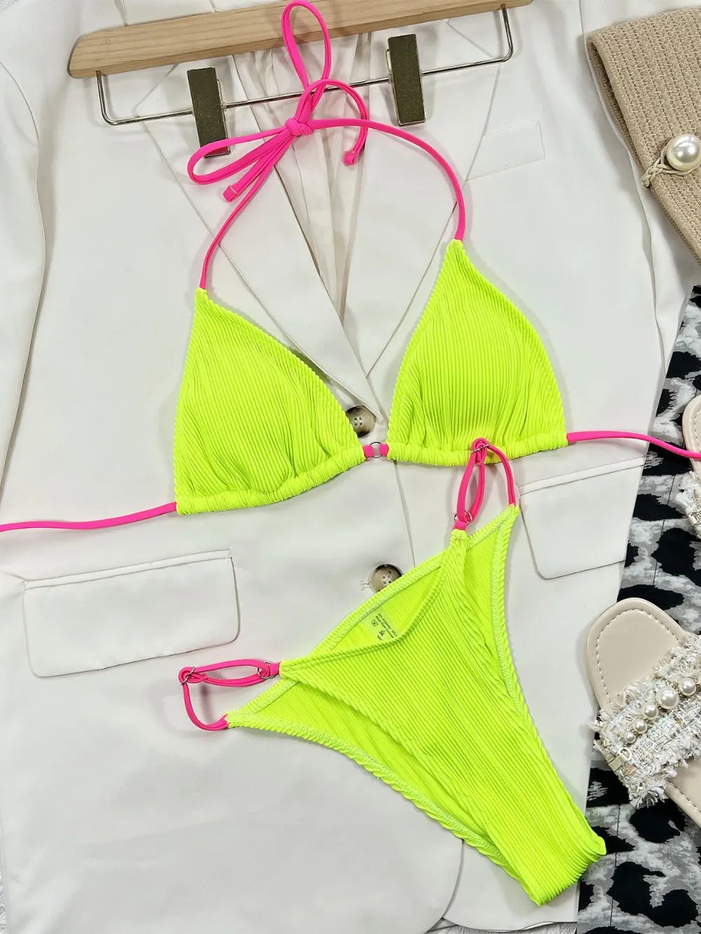 Tie back bikini top back view detail